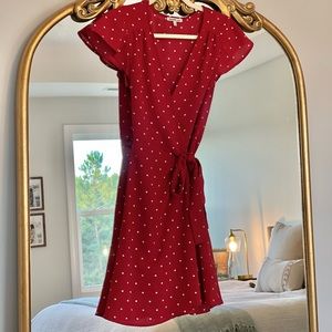 Red Polka Dot Wrap Dress